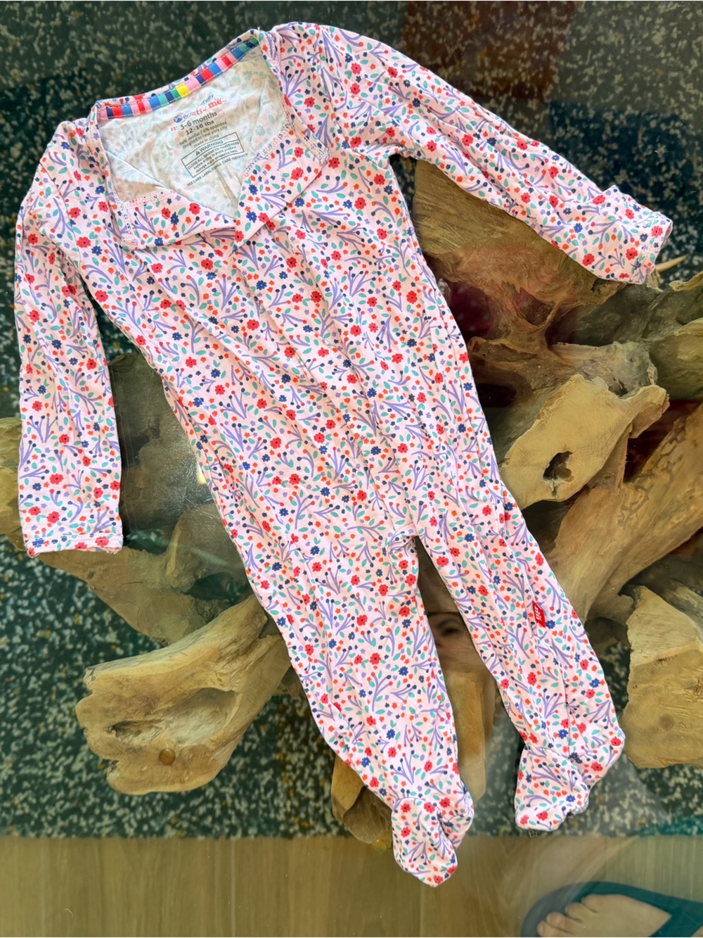 Magnetic Me Pink Floral Footed Pajama One-Piece